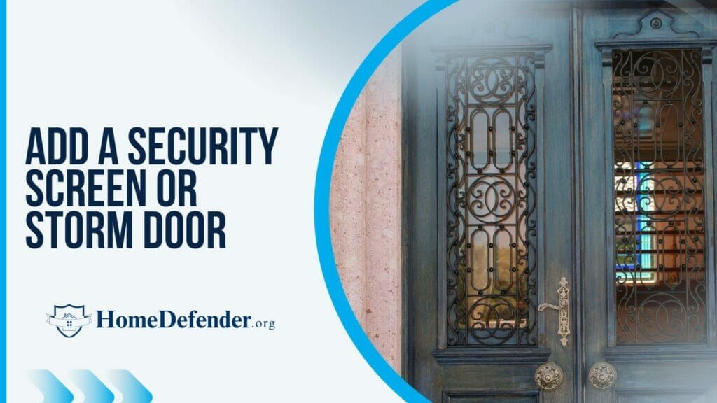 Security screen or storm door on entry door