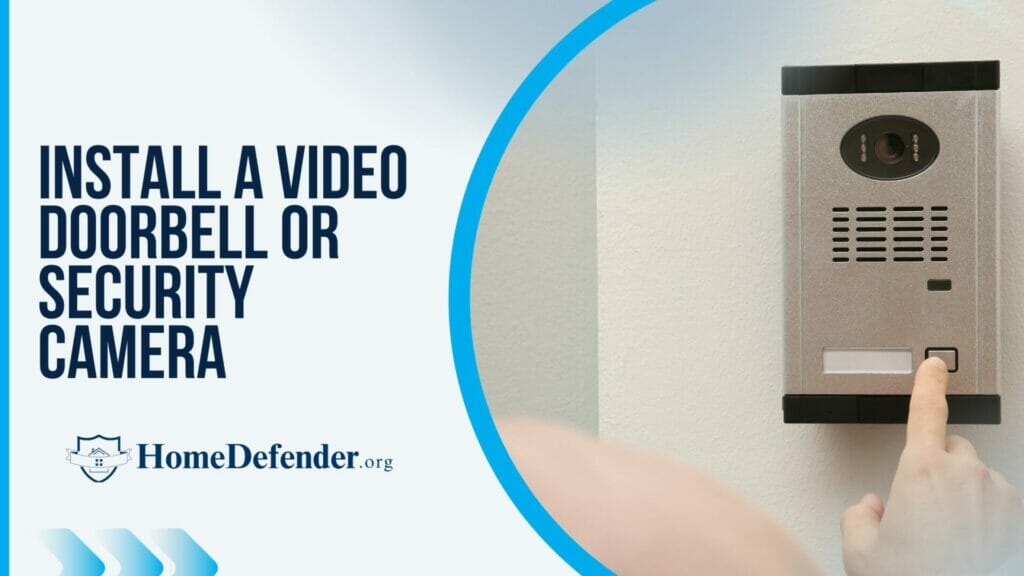 Video doorbell or security camera installed on front door